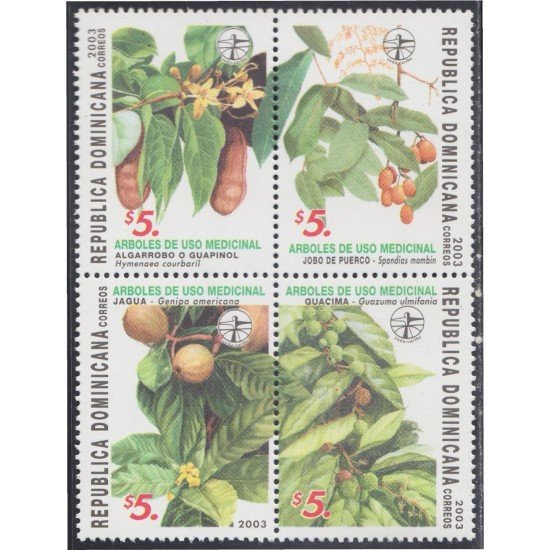 Rep. Dominicana 1484/87 2003 Árboles de uso medicinal Jagua Guácima MNH