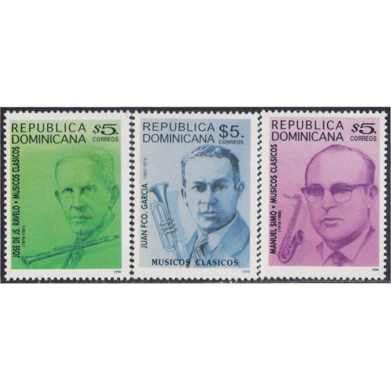 Rep. Dominicana 1414/16 1999 Músicos Clásicos José de JS. Ravelo Juan Fco. García Manuel Simo MNH Rep. Dominicana 1414/16 1999 Músicos Clásicos José de JS. Ravelo Juan Fco. García Manuel Simo MNH