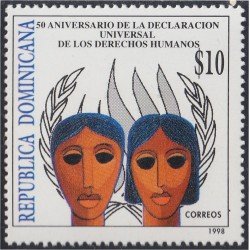 Rep. Dominicana 1354 1998 50 Años de la declaración universal de los Derechos Humanos MNH Rep. Dominicana 1354 1998 50 Años de la declaración universal de los Derechos Humanos MNH