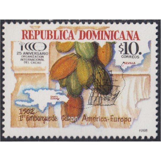 Rep. Dominicana 1317 1998 Primer Embarque Cacao América - Europa MNH Rep. Dominicana 1317 1998 Primer Embarque Cacao América - Europa MNH
