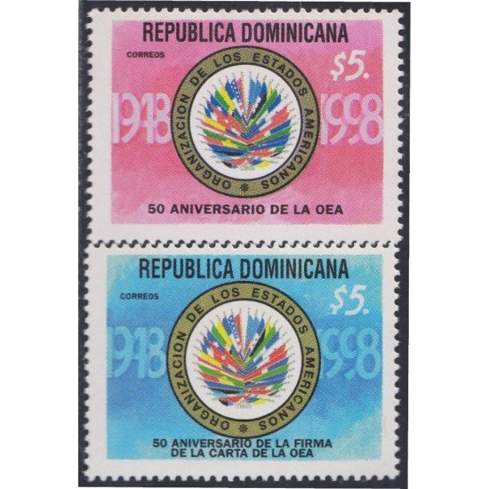Rep. Dominicana 1305/06 1998 50 Aniversario de la firma de la carta de la OEA MNH Rep. Dominicana 1305/06 1998 50 Aniversario de la firma de la carta de la OEA MNH