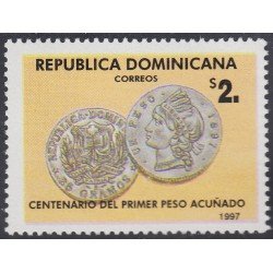 Rep. Dominicana 1284 1997 Centenario del primer peso acuñado MNH Rep. Dominicana 1284 1997 Centenario del primer peso acuñado MNH