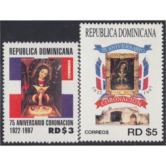 Rep. Dominicana 1282/83 1997 75 Aniversario Coronación MNH Rep. Dominicana 1282/83 1997 75 Aniversario Coronación MNH