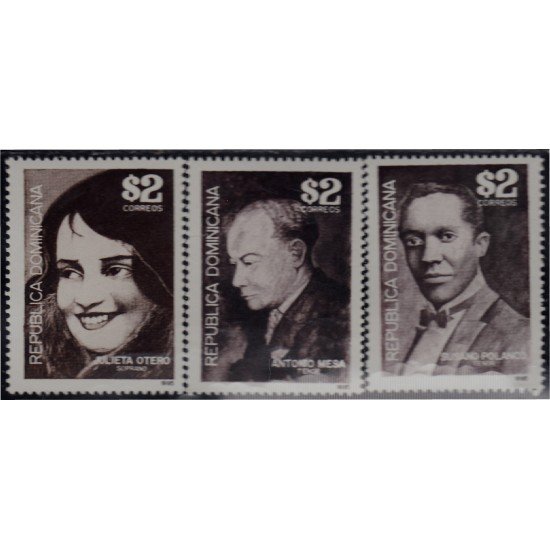 Rep. Dominicana 1197AC 1995 Cantantes de ópera Julieta Otero Antonio Mesa Susano Polanco MNH Rep. Dominicana 1197AC 1995 Cantantes de ópera Julieta Otero Antonio Mesa Susano Polanco MNH