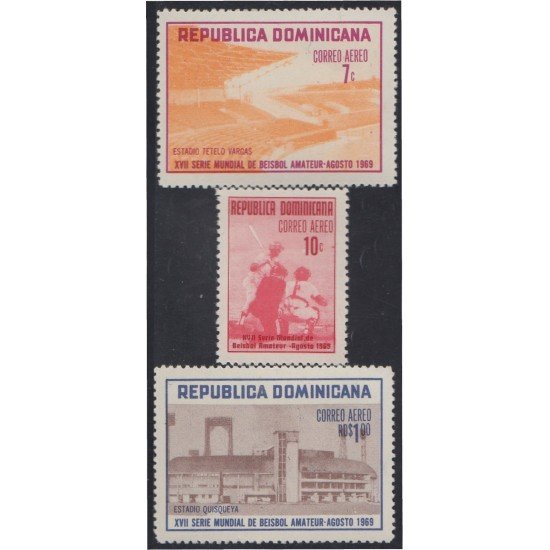 Rep. Dominicana A- 208/10 1969 XVII Serie Mundial de Béisbol Amateur MNH Rep. Dominicana A- 208/10 1969 XVII Serie Mundial de Béisbol Amateur MNH