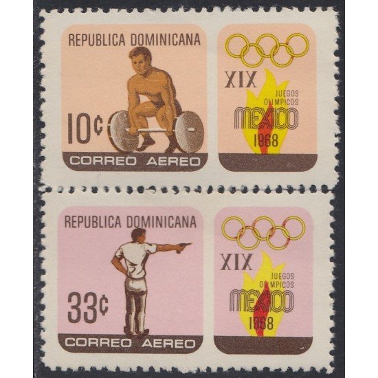 Rep. Dominicana A- 200AB 1969 XIX Juegos olímpicos México 1968 Pesas Tiro MNH Rep. Dominicana A- 200AB 1969 XIX Juegos olímpicos México 1968 Pesas Tiro MNH