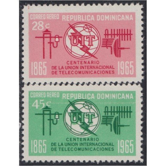 Rep. Dominicana A- 182/83 1966 Centenario e la Unión Internacional de Telecomunicaciones MNH Rep. Dominicana A- 182/83 1966 Centenario e la Unión Internacional de Telecomunicaciones MNH