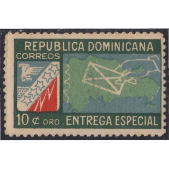 Rep. Dominicana Urgentes 6 1950 Entrega especial Escudo emblemático de comunicaciones MH Rep. Dominicana Urgentes 6 1950 Entrega especial Escudo emblemático de comunicaciones MH