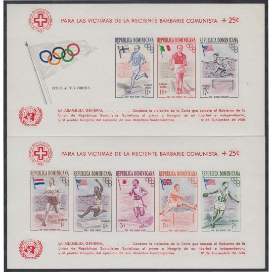 Rep. Dominicana HB 5/6 1957 Olimpiadas Atletismo Modalidades MNH Sin dentar Rep. Dominicana HB 5/6 1957 Olimpiadas Atletismo Modalidades MNH Sin dentar