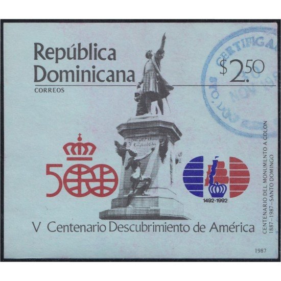 Rep. Dominicana HB 38 1987 V Centenario del descubrimiento de América usados Rep. Dominicana HB 38 1987 V Centenario del descubrimiento de América usados
