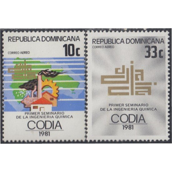 Rep. Dominicana A- 374/75 1981 1º Seminario de la ingeniería química CODIA MNH Rep. Dominicana A- 374/75 1981 1º Seminario de la ingeniería química CODIA MNH