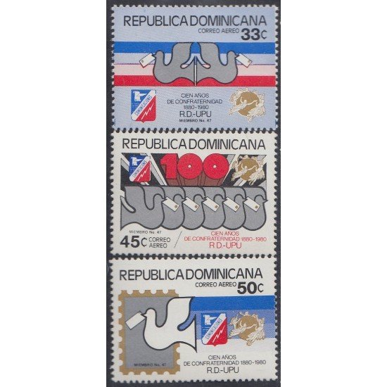 Rep. Dominicana A- 369/71 1980 Cien años confraternidad RD - UPU MNH Rep. Dominicana A- 369/71 1980 Cien años confraternidad RD - UPU MNH