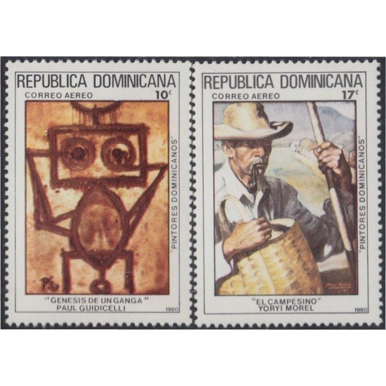 Rep. Dominicana A- 364/65 1980 Pintores dominicanos Paul Guidicelli Yoryi Morel pinturas Rep. Dominicana A- 364/65 1980 Pintores dominicanos Paul Guidicelli Yoryi Morel pinturas