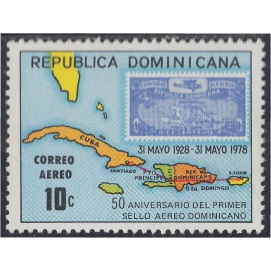 Rep. Dominicana A- 315 1978 50 Aniversario del 1º sello aéreo dominicano MNH Rep. Dominicana A- 315 1978 50 Aniversario del 1º sello aéreo dominicano MNH