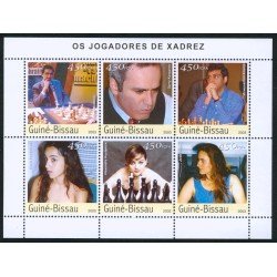 AJZ1 Guinea Bissau HB 6 valores 2003 Ajedrez MNH AJZ1 Guinea Bissau HB 6 valores 2003 Ajedrez MNH