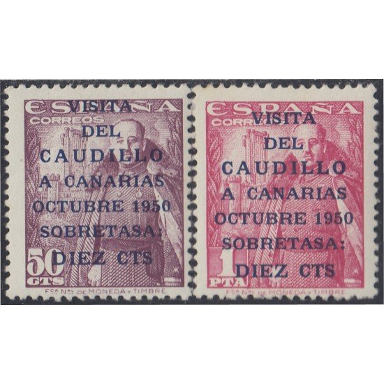 España Spain 1088/89 1951 General Franco Viaje Caudillo a Canarias MH España Spain 1088/89 1951 General Franco Viaje Caudillo a Canarias MH