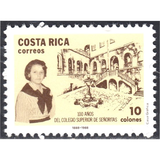 Costa Rica 506 1988 100 Años del Colegio Superior de Señoritas MNH Costa Rica 506 1988 100 Años del Colegio Superior de Señoritas MNH