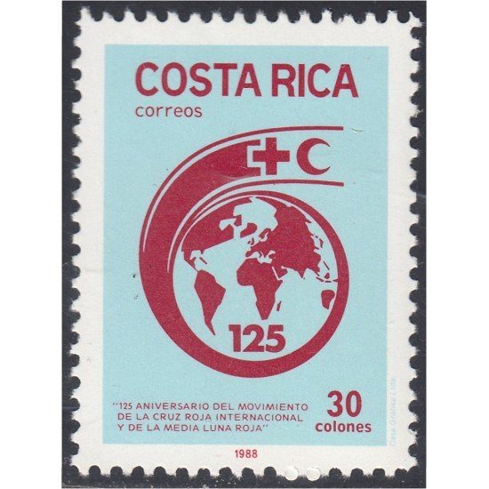 Costa Rica 500 1988 125 Aniversario de la Cruz Roja Internacional MNH Costa Rica 500 1988 125 Aniversario de la Cruz Roja Internacional MNH