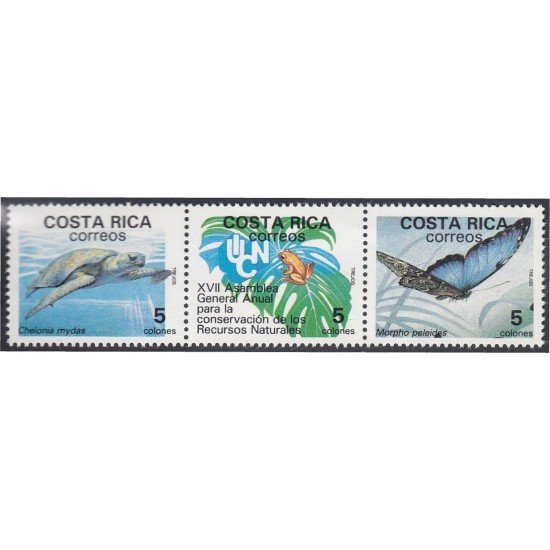 Costa Rica 497/99 1988 XVII Asamblea General Anual para la conservación de los Recursos Naturales Mariposa Rana Galápago MNH Costa Rica 497/99 1988 XVII Asamblea General Anual para la conservación de los Recursos Naturales Mariposa Rana Galápago MNH