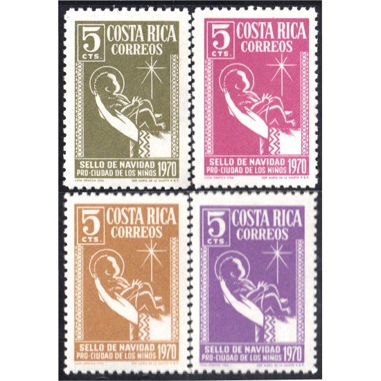 Costa Rica 301/04 1970 Sellos de navidad Pro Ciudad de los niños MNH Costa Rica 301/04 1970 Sellos de navidad Pro Ciudad de los niños MNH