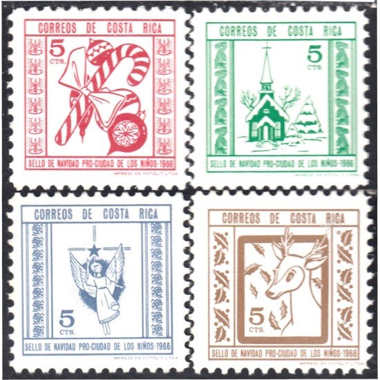 Costa Rica 277/80 1966 Sellos de navidad Pro Ciudad de los niños MNH Costa Rica 277/80 1966 Sellos de navidad Pro Ciudad de los niños MNH