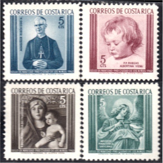 Costa Rica 256/59 1962 Sellos de navidad Pro Ciudad de los niños Retratos MNH Costa Rica 256/59 1962 Sellos de navidad Pro Ciudad de los niños Retratos MNH