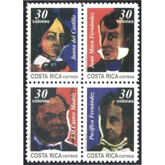 Costa Rica 607/10 1996 Juana del Castillo Juan Mora y Pacífica Fernández MNH Costa Rica 607/10 1996 Juana del Castillo Juan Mora y Pacífica Fernández MNH