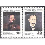 Costa Rica 589/90 1995 Antonio José de Sucre y José Martí MNH