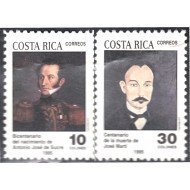 Costa Rica 589/90 1995 Antonio José de Sucre y José Martí MNH