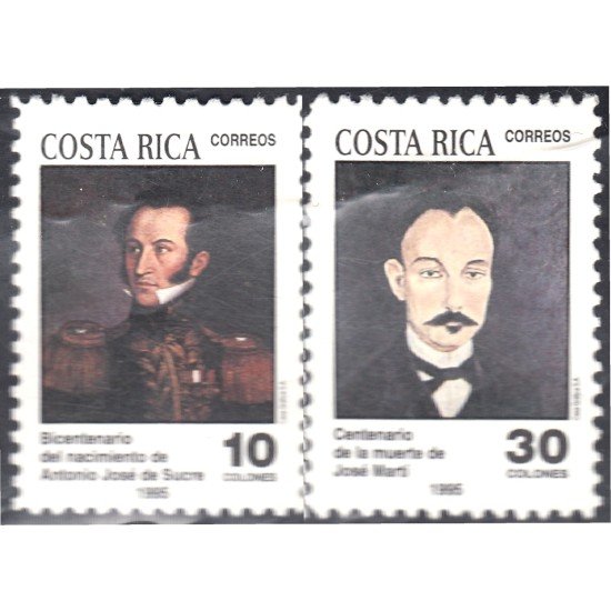 Costa Rica 589/90 1995 Antonio José de Sucre y José Martí MNH Costa Rica 589/90 1995 Antonio José de Sucre y José Martí MNH