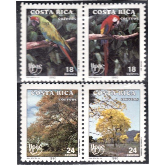 Costa Rica 536/39 1990 América Upaep Pájaros Birds Árboles MNH Costa Rica 536/39 1990 América Upaep Pájaros Birds Árboles MNH