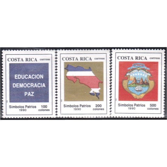 Costa Rica 533/35 1990 Símbolos Patrios Escudo MNH Costa Rica 533/35 1990 Símbolos Patrios Escudo MNH