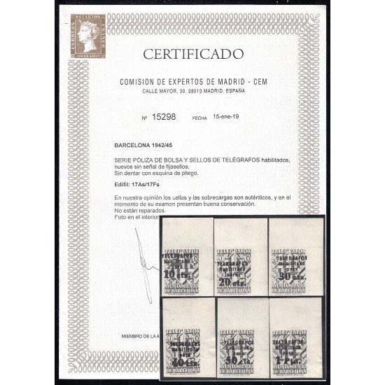 Barcelona 17As/17Fs 1942/45 Ayuntamiento de Barcelona MNH Barcelona 17As/17Fs 1942/45 Ayuntamiento de Barcelona MNH