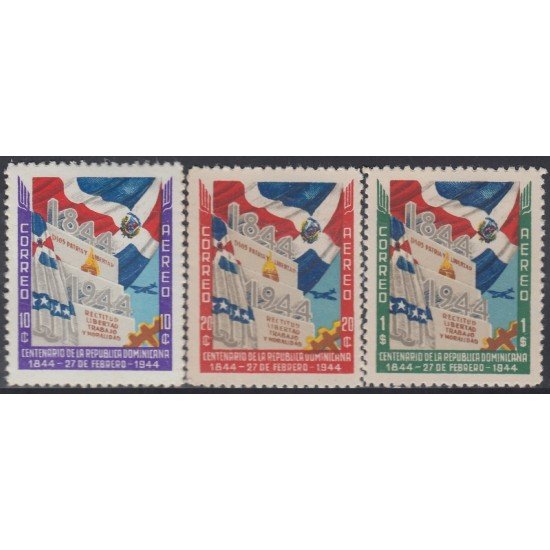 Rep. Dominicana A- 51/53 1944 Centenario de la República Dominicana MH Rep. Dominicana A- 51/53 1944 Centenario de la República Dominicana MH