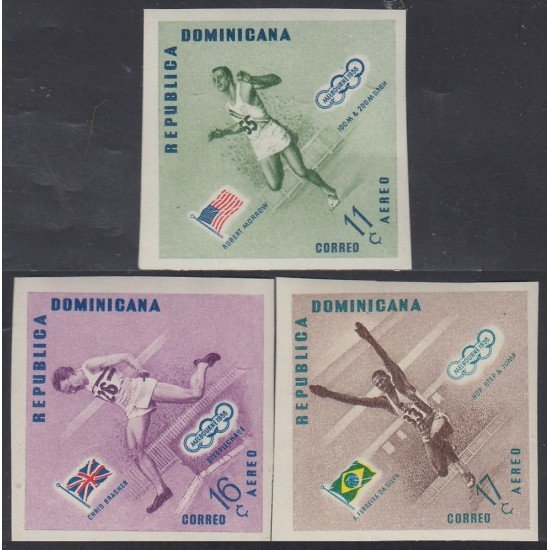 Rep. Dominicana A- 108/10 1957 Olimpiadas Melbourne 1956 Disciplina Atletismo Sin dentar Rep. Dominicana A- 108/10 1957 Olimpiadas Melbourne 1956 Disciplina Atletismo Sin dentar