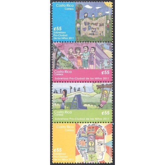 Costa Rica 949/52 2011 Dibujos infantiles sobre tasa pro ciudad de los niños MNH