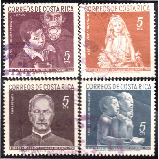 Costa Rica 252/55 1960 Sellos de navidad Pro Ciudad de los niños usados Costa Rica 252/55 1960 Sellos de navidad Pro Ciudad de los niños usados
