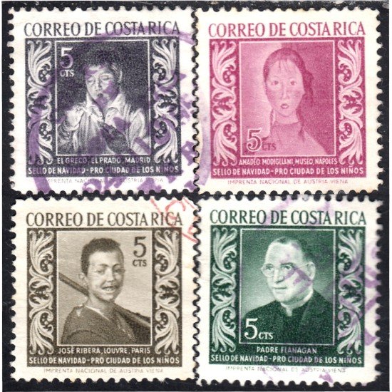 Costa Rica 247/50 1959 Sellos de navidad Christmas usados Costa Rica 247/50 1959 Sellos de navidad Christmas usados