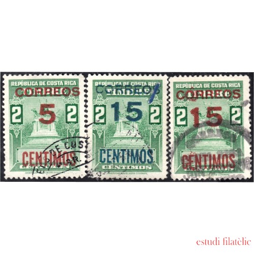Costa Rica 244/46 1955 Timbres fiscales usados