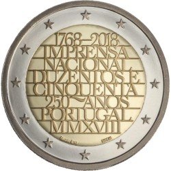 Portugal 2018 2 € euros conmemorativos Aniv. de la Imprenta Portugal 2018 2 € euros conmemorativos Aniv. de la Imprenta