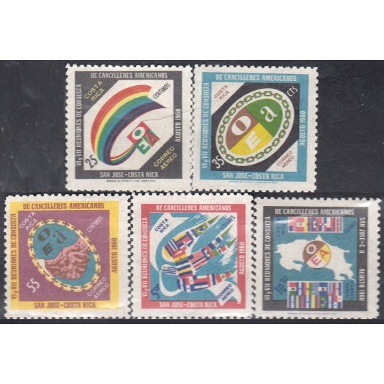 Costa Rica A- 291/95 1960 VI y VII Reuniones de consulta de Cancilleres Americanos MNH