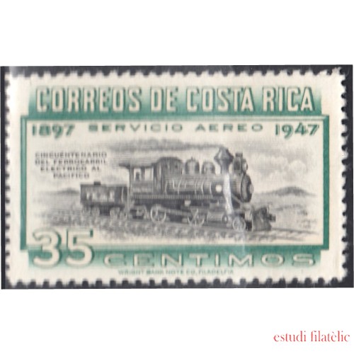 Costa Rica A- 165 1947 50 Años del ferrocarril eléctrico al Pacífico Tren Train MNH