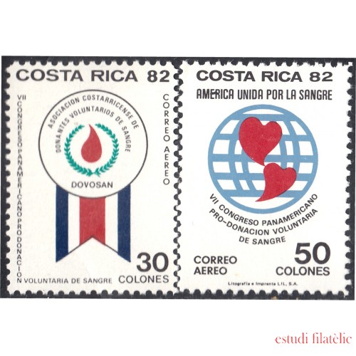 Costa Rica A- 877/78 1982 VII Congreso Panamericano pro-donación voluntaria de sangre MNH