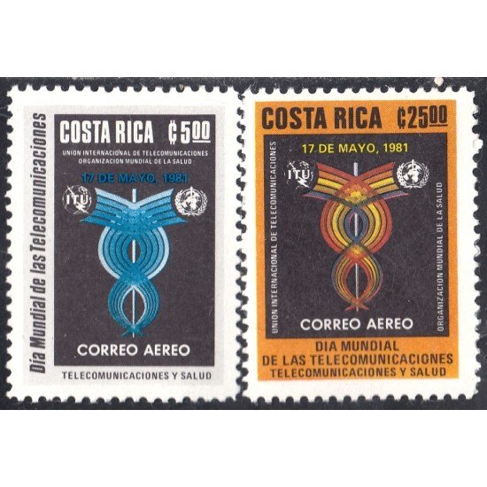 Costa Rica A- 815/16 1981 Día Mundial de las Telecomunicaciones y la Salud MNH Costa Rica A- 815/16 1981 Día Mundial de las Telecomunicaciones y la Salud MNH