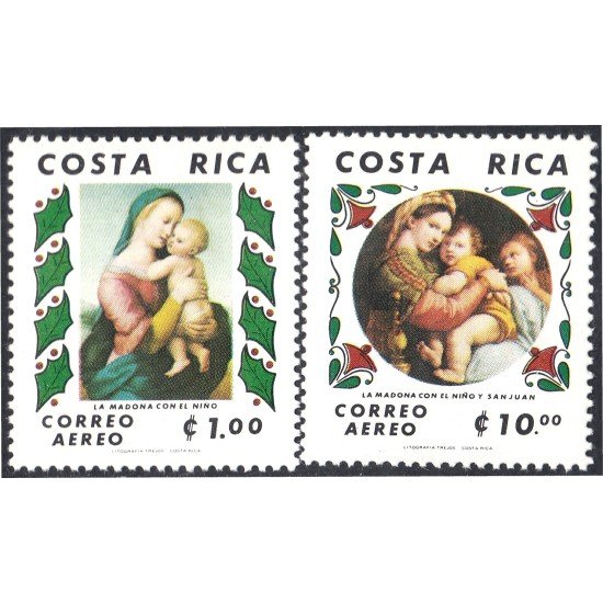 Costa Rica A- 790/91 1980 Navidad Christmas La Madona con el niño MNH Costa Rica A- 790/91 1980 Navidad Christmas La Madona con el niño MNH