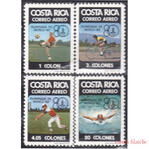 Costa Rica A- 764/67 1980 Olimpiada Moscú Ciclismo Fútbol Béisbol Natación MNH