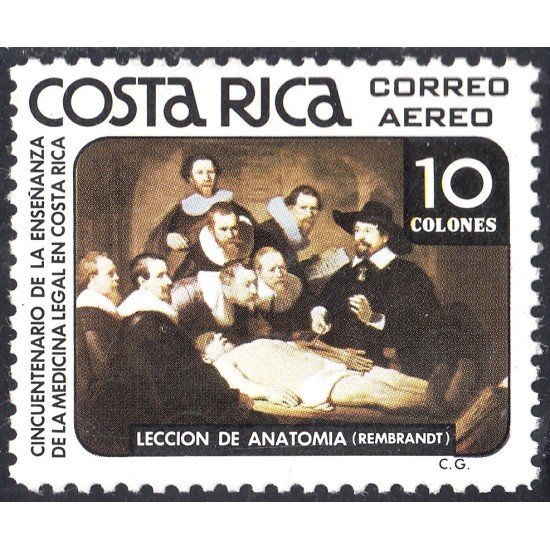 Costa Rica A- 759 1980 Lección de Anatomía pintura de Rembrant MNH Costa Rica A- 759 1980 Lección de Anatomía pintura de Rembrant MNH