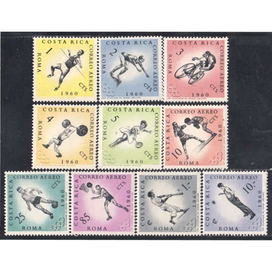 Costa Rica A- 301/10 1960 Juegos Olímpicos de Roma MNH Costa Rica A- 301/10 1960 Juegos Olímpicos de Roma MNH