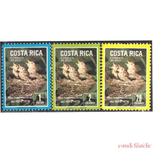 Costa Rica A- 719/21 1979 Año Internacional del niño Pájaros pichones Birds MNH