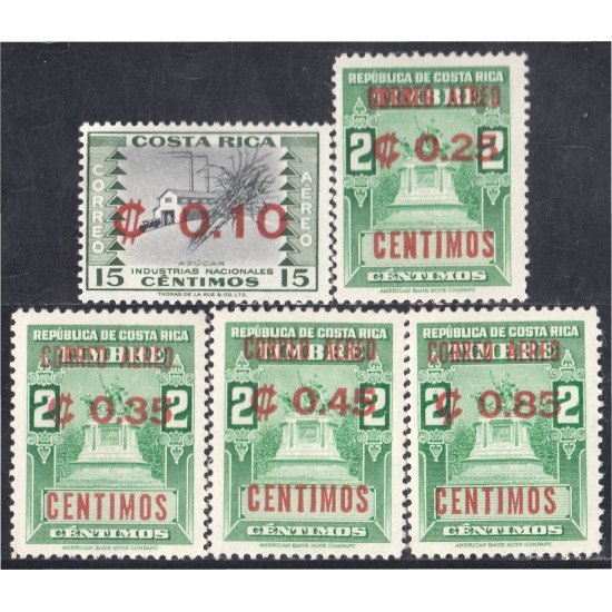 Costa Rica A- 337/41 1962 Industrias Nacionales Monumento MNH Costa Rica A- 337/41 1962 Industrias Nacionales Monumento MNH